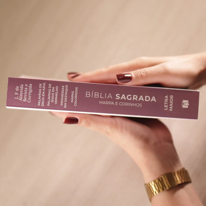 Bíblia Floral Rosa ARC | Letra Maior | Com Harpa e Corinhos | Capa Brochura