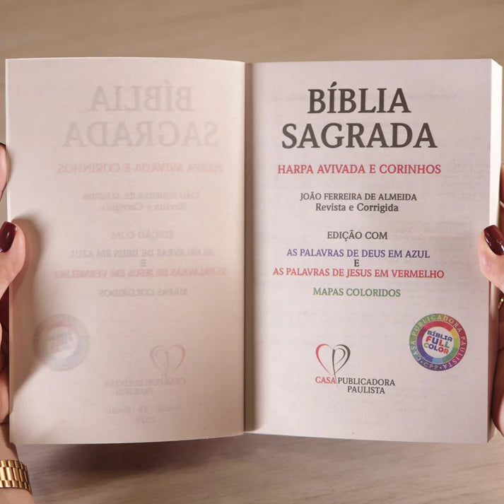 Bíblia Floral Rosa ARC | Letra Maior | Com Harpa e Corinhos | Capa Brochura