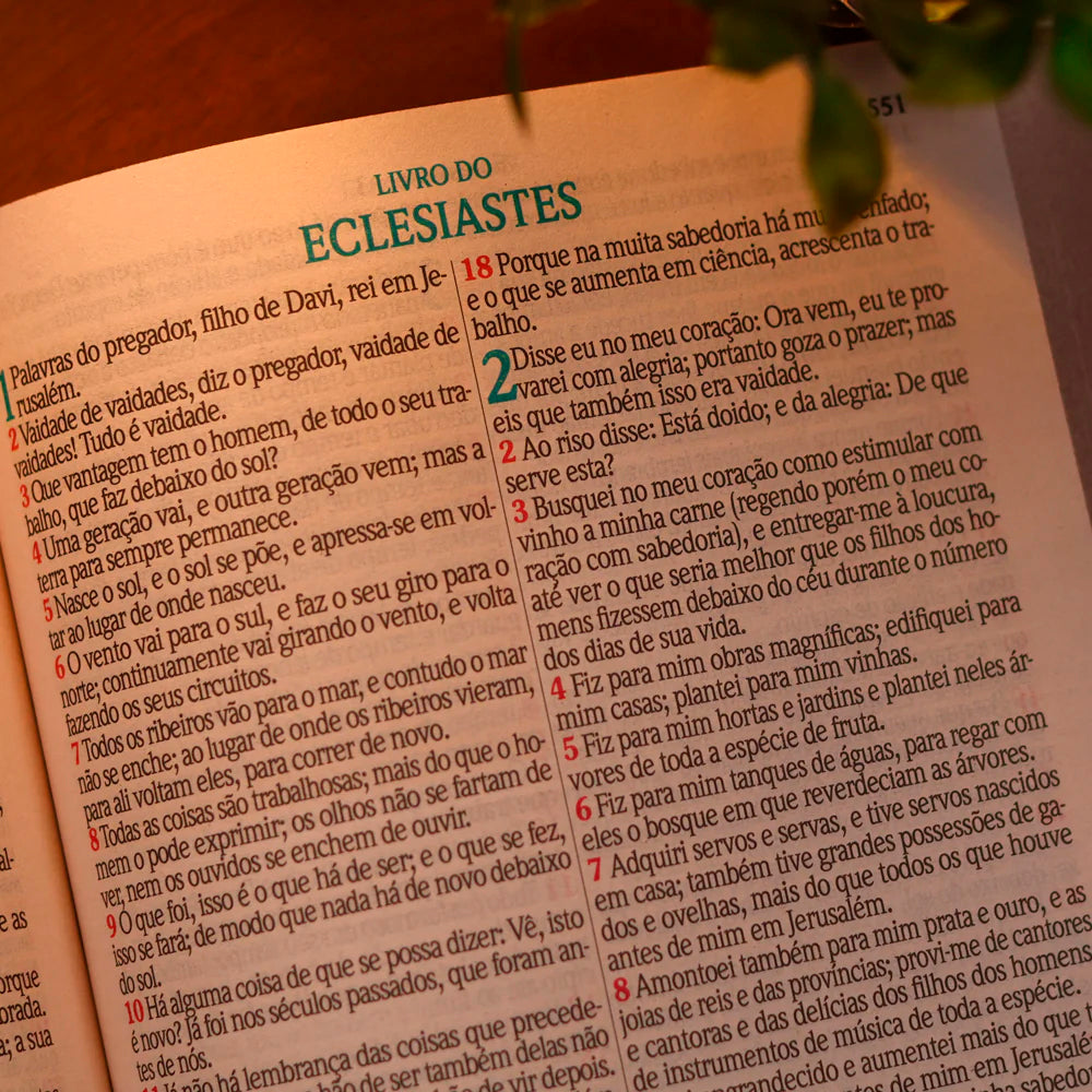 Abertura do livro de Eclesiastes em letra jumbo na Bíblia Sagrada ARC