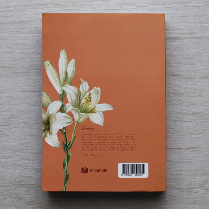 Bíblia Sagrada NAA Lírios Laranja | Letra Normal | Capa Brochura Ilustrada