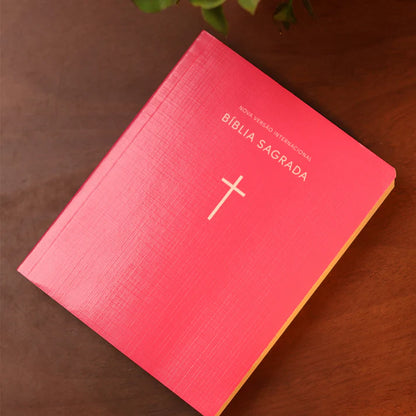 Bíblia Sagrada NVI | Capa Brochura Cruz Rosa