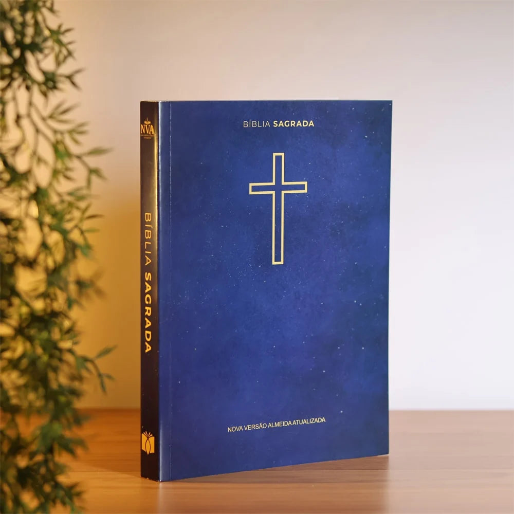 Bíblia Sagrada Salvos Pela Graça | NVA Full Color – Capa Brochura Azul