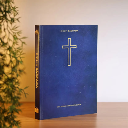 Bíblia Sagrada Salvos Pela Graça | NVA Full Color – Capa Brochura Azul