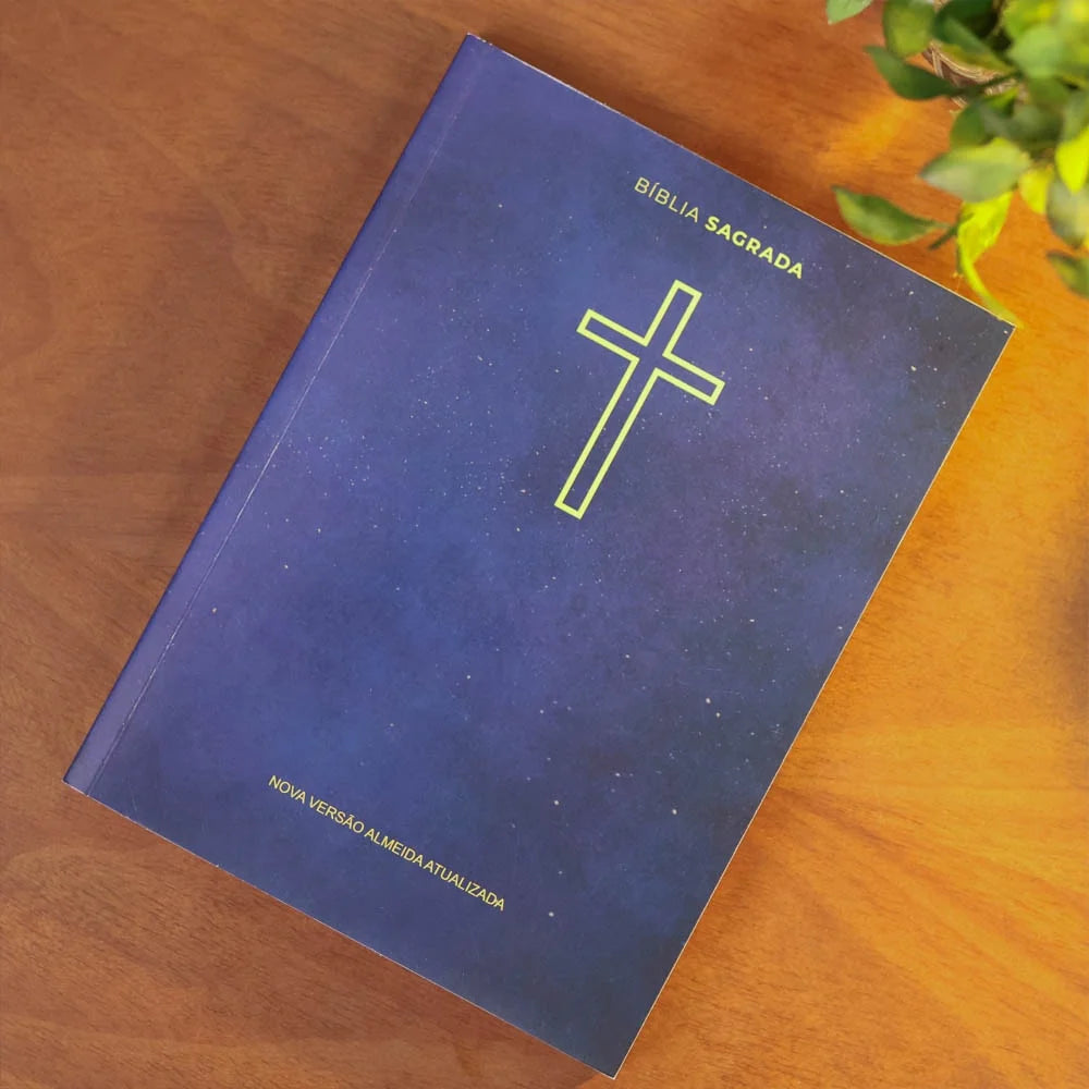 Bíblia Sagrada Salvos Pela Graça | NVA Full Color – Capa Brochura Azul