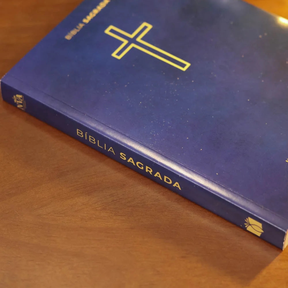 Bíblia Sagrada Salvos Pela Graça | NVA Full Color – Capa Brochura Azul