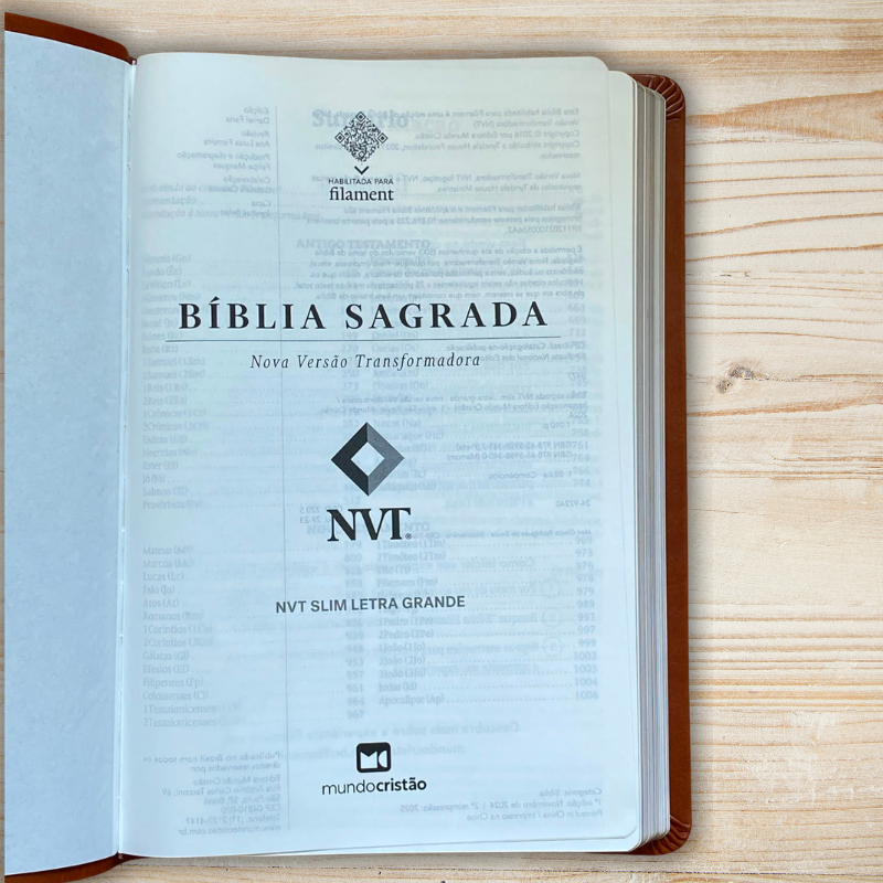 Bíblia NVT Slim  | Capa Couro Sintético Marrom - Letra Grande