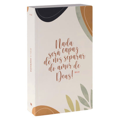 Bíblia Sagrada NVI Nada Será Capaz, capa brochura com lettering e folhas — capa frontal